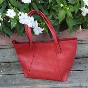 Elegant Red Leather Tote Bag